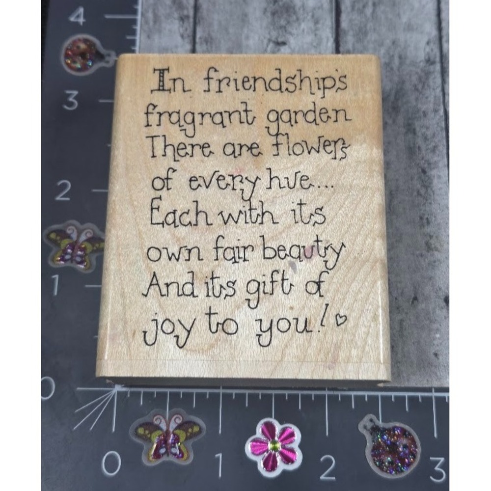 JRL Design In Friendships Garden S342 Flowers Beauty Joy Rubber Stamp Wood #P28